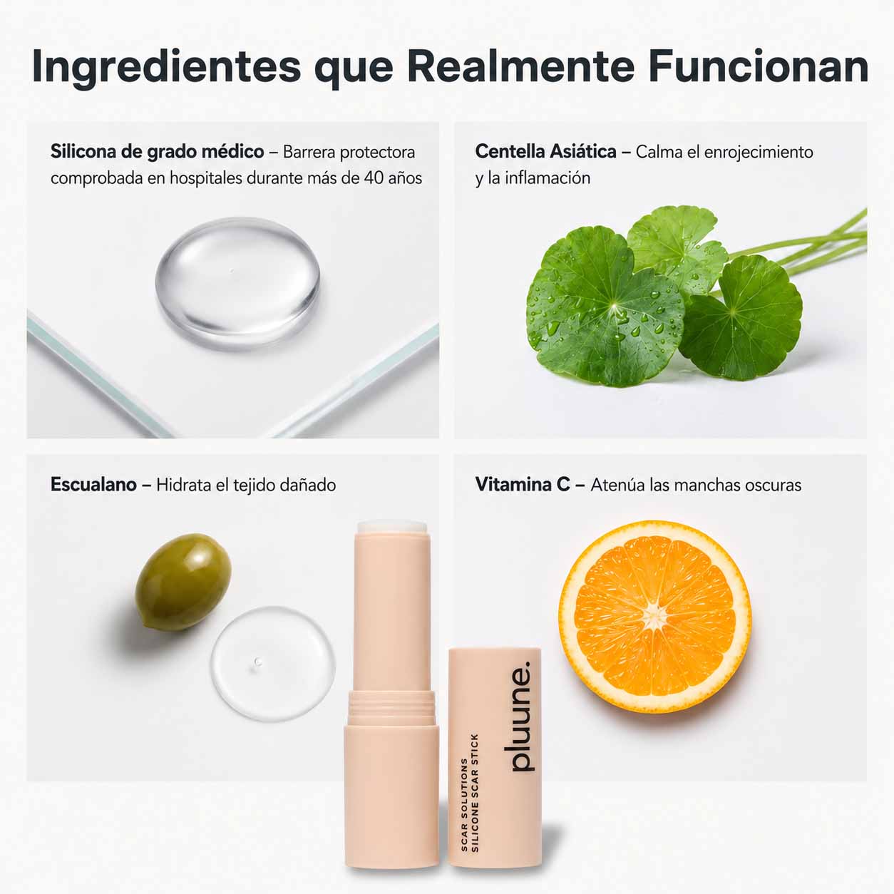Pluune - Stick Clínico Reparador de Cicatrices